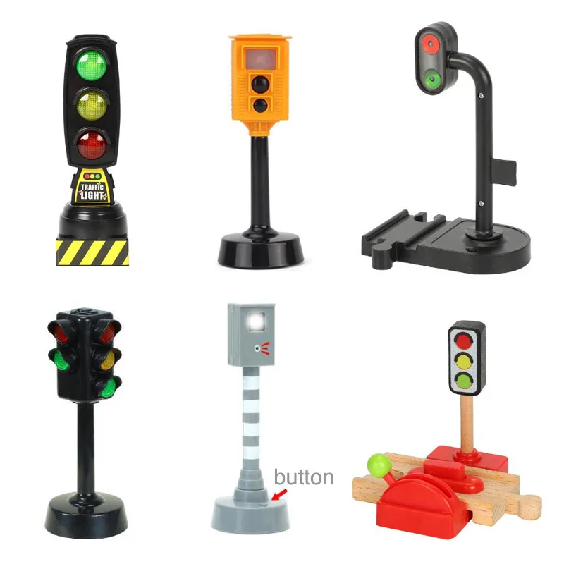 

Wooden Track Train Railway Set Accessories Traffic Light Scene Rail Transit Fit For Wood Magnetic Track Train Educational Toys