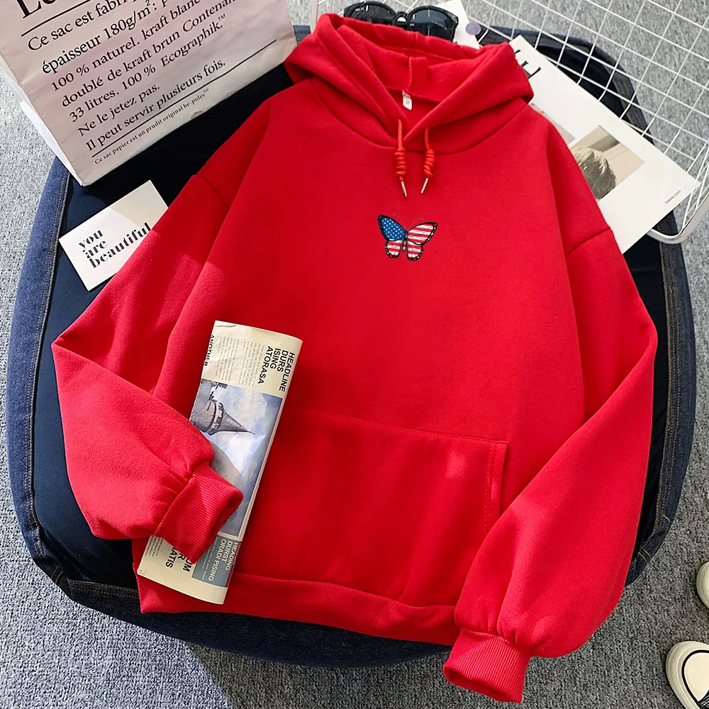 

Толстовка женская с капюшоном и принтом бабочек в Корейском стиле