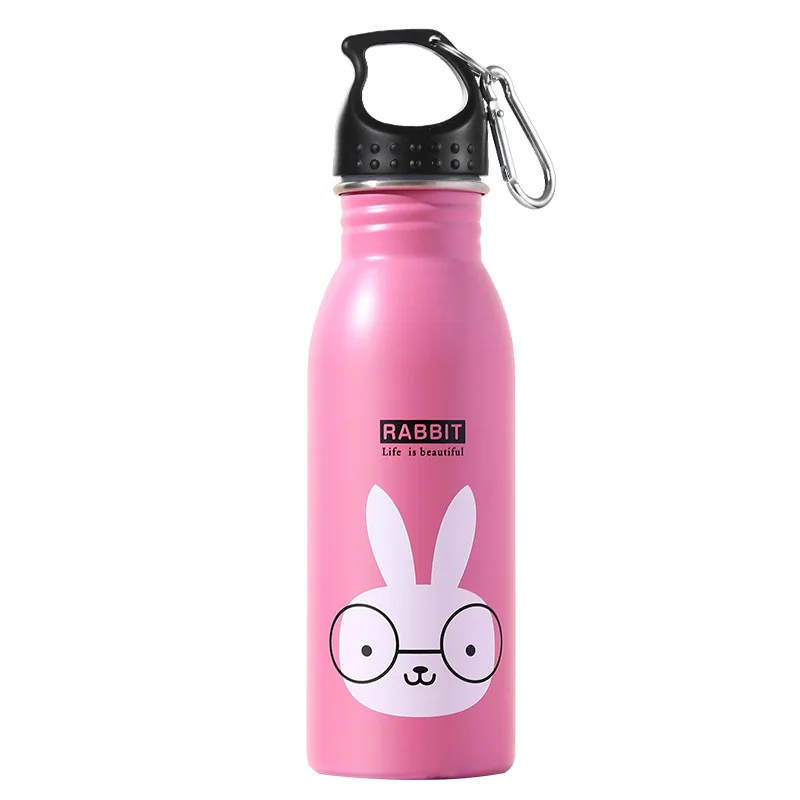 K601 Hanging Buckle Pink Rabbit Домашний Детский горшок K601 в американском стиле из 304 нержавеющей стали, Спортивная Бутылка 500 м, спортивная чашка - Color: K601 Hanging Buckle Pink Rabbit