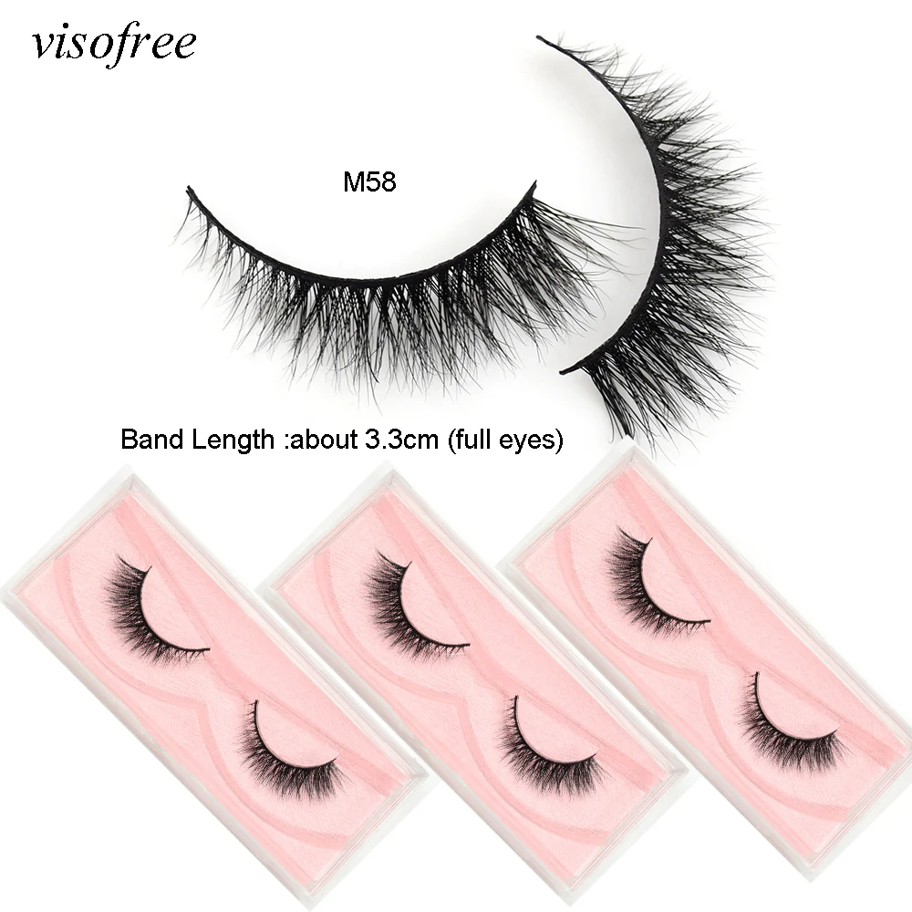 3D Mink Visofree 1 pair Eyelashes New Arrival 100% Cruelty free Dramatic Lashes Cross Handmade False Eyelashes Makeup Beauty M58