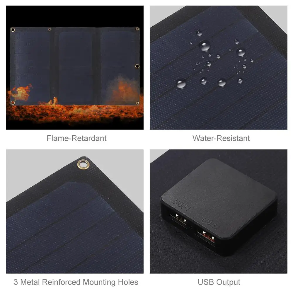 Складные панели солнечных батарей с USB зарядным устройством 14 Вт 21 28 для iPhone Huawei