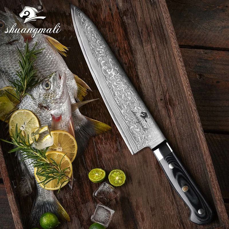 Кухонный нож Gyuto Knive VG10 из дамасской стали 9 дюймов шеф повара для нарезки мяса