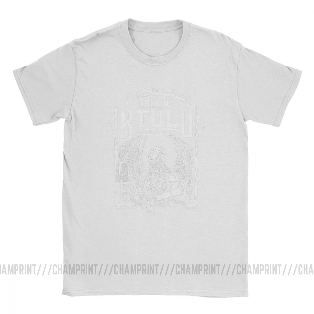 Call Of Cthulhu Ktulu, Мужская футболка, осьминог, пиво, смешная, чистый хлопок, короткий рукав, футболки, вырез лодочкой, футболки 4X 5X 6X, топы - Цвет: Белый