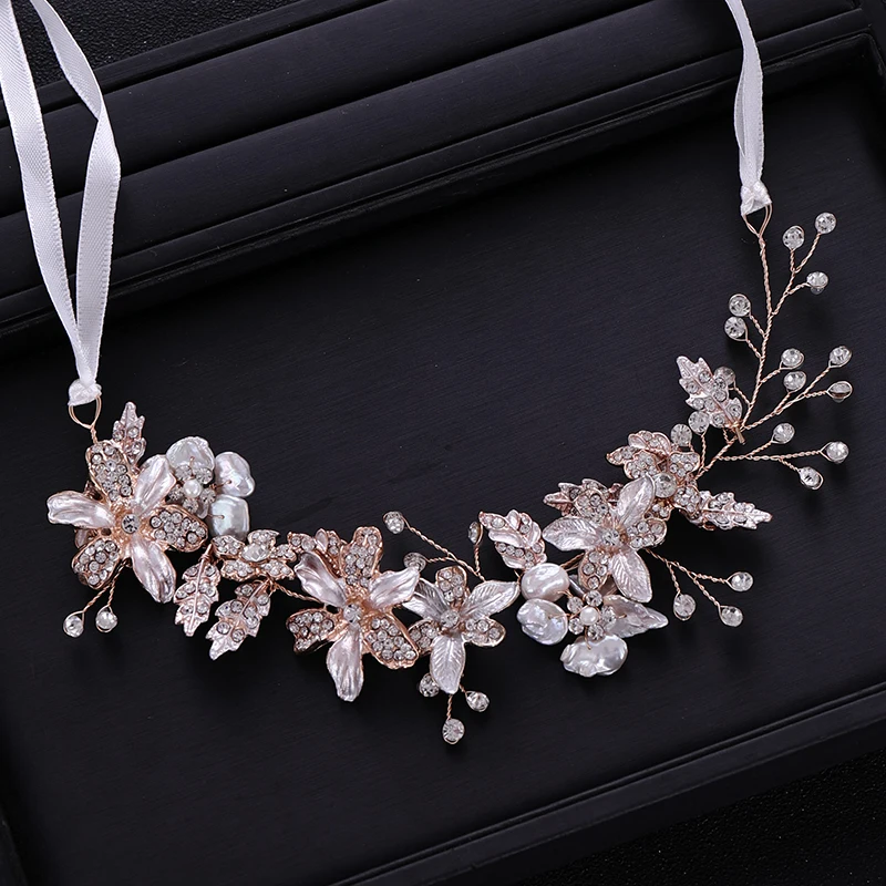 Новинка с золотыми цветами и стразами Хрустальный головной убор свадебная