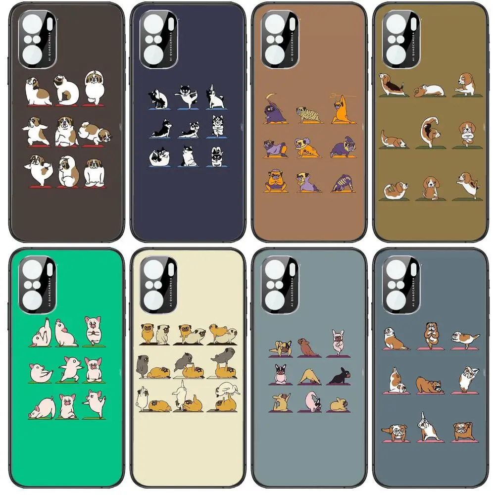 

Yoga lovers Cute animal Phone Case For xiaomi redmi POCO F1 F2 F3 X3 Pro M3 9C 10T Lite NFC Anime Black Cover Silicone Back Pret
