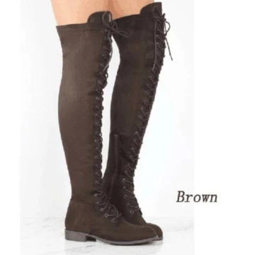 Женские мотоциклетные сапоги до колена на шнуровке спереди женские зимние