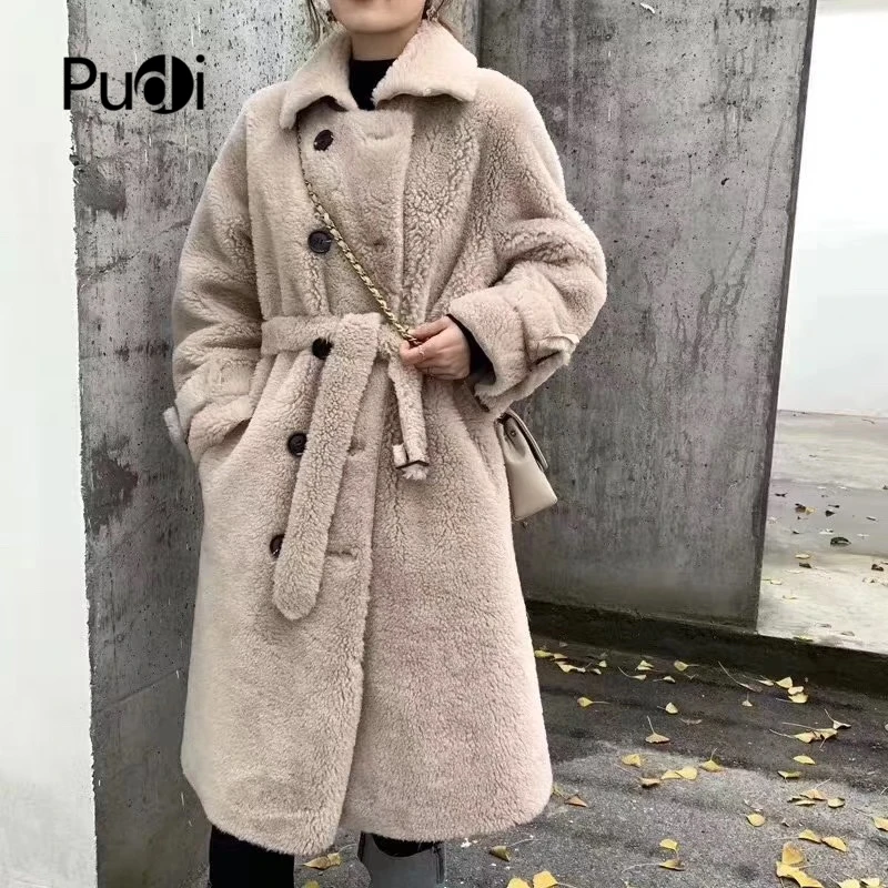 Зимнее женское пальто PUDI из натуральной шерсти куртка большого размера парка