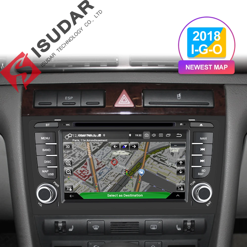 Isudar автомобильный мультимедийный плеер gps два Din Android 9 DVD Automotivo для Audi/A6/S6/RS6 радио FM
