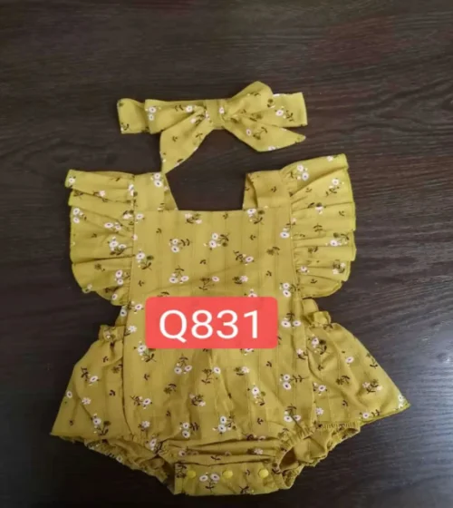 

Newborn Infant Baby Girls Clothes Fly Sleeve Floral Print Romper Jumpsuit Casual Ruffles Playsuit + Headbands ropa verano Mar31