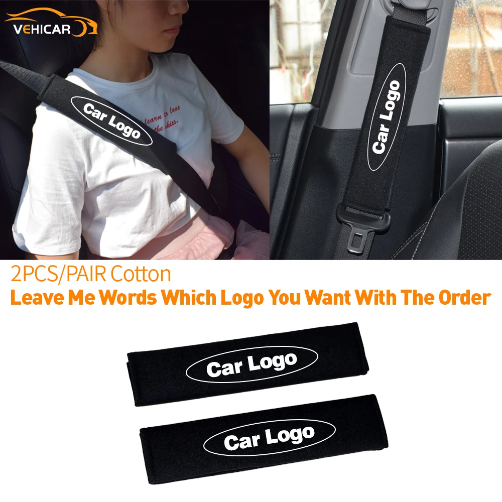 VEHICAR 2PCS Customized Car Logo Cotton Car Seat Belt Cover Seat Belt Pads Shoulder Protector Car Accessories Universal