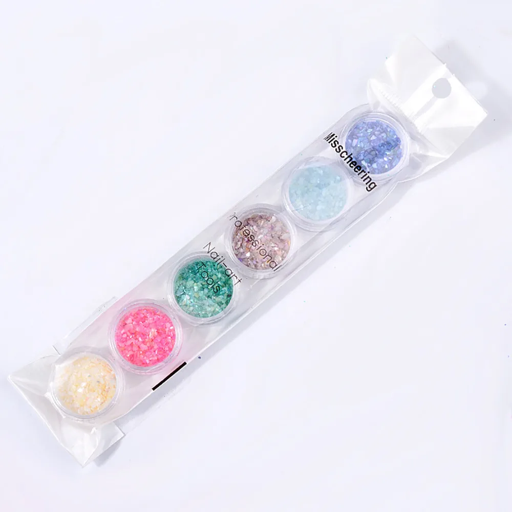 6 видов цветов мелкий гравий ослепительный стикер цветной дизайн ногтей
