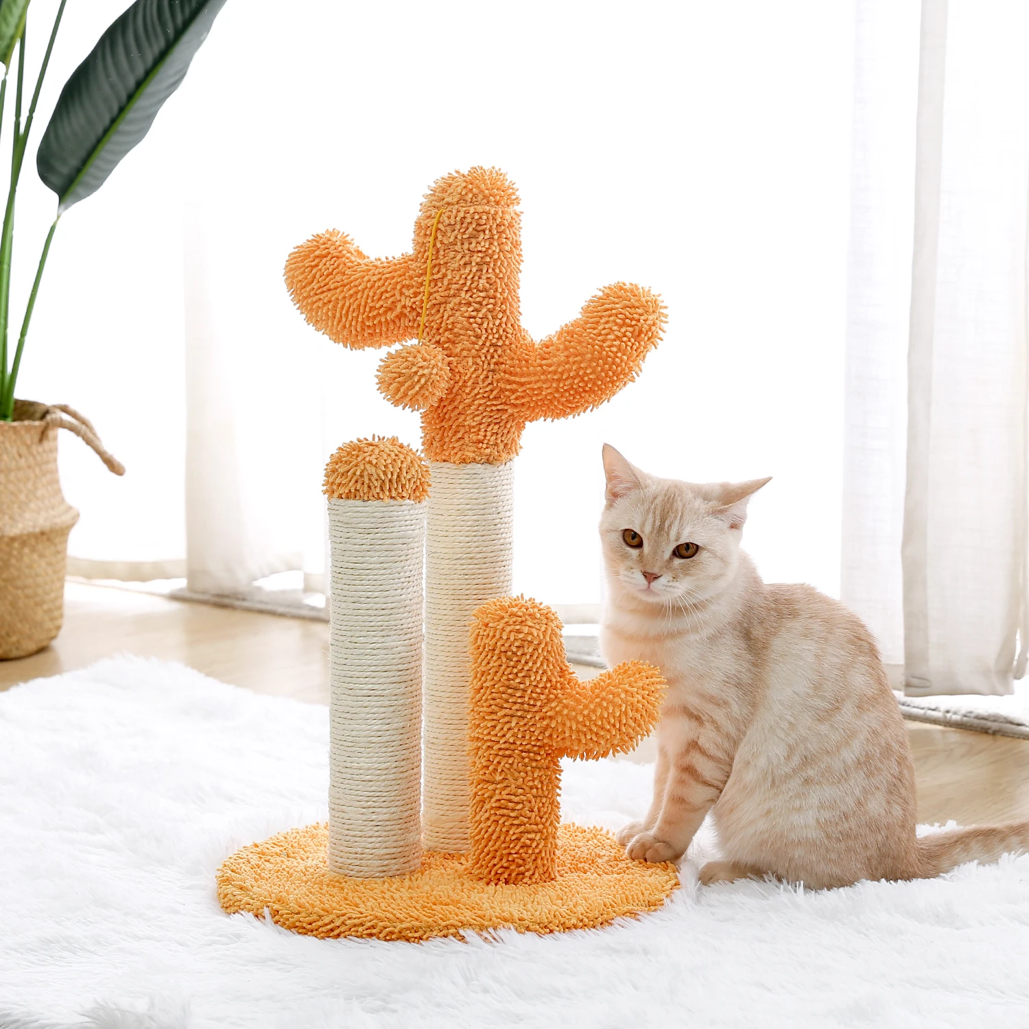 

Cute Cactus Pet Cat Tree Toys with Ball Scratcher Posts for Cats Kitten Climbing Tree Cat Toy Protecting Furniture Fast Delivery