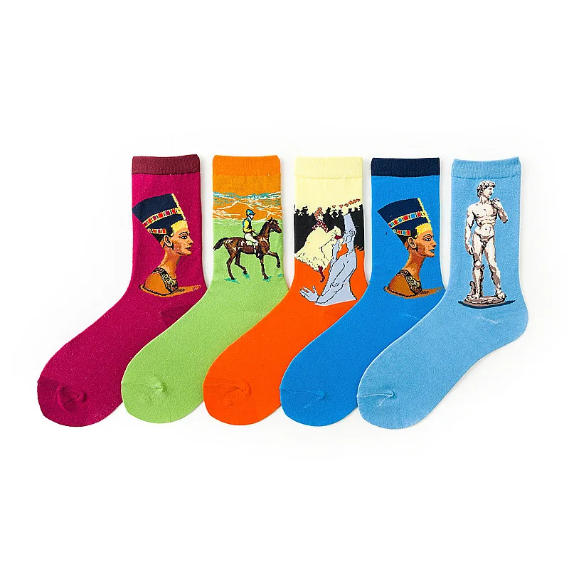 Носки мужские носки повседневные Ретро картины литературные абстрактные маслом