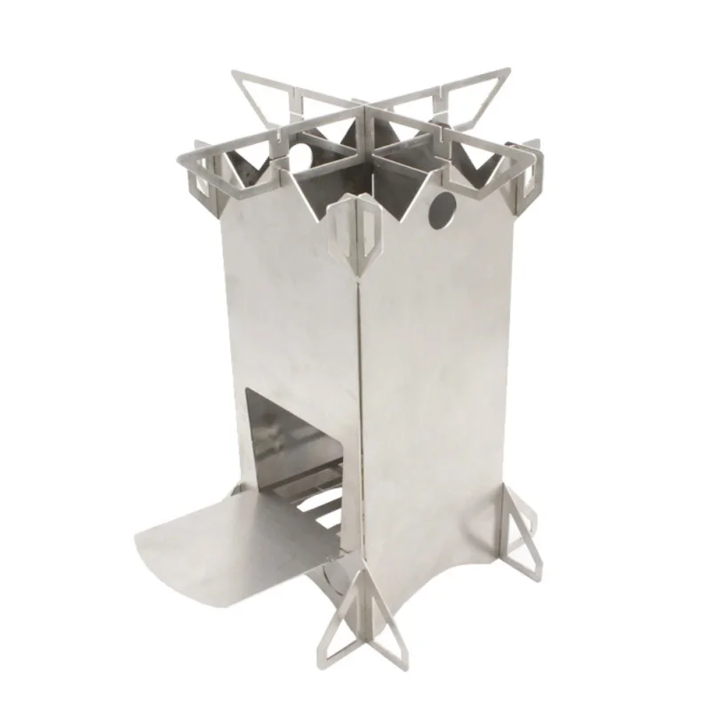 

Practical Mini Cooking Picnic Outdoor Barbecue Stove Portable Lightweight Stainless Steels Wood Burning Camping Folding Grill