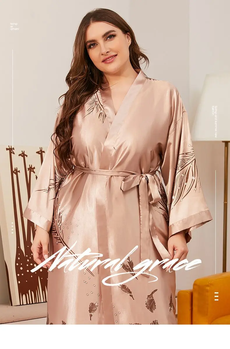 

New plus size dress women Kimono Bathrobe Satin Robes Night Sexy Robes Night Grow Bridesmaid