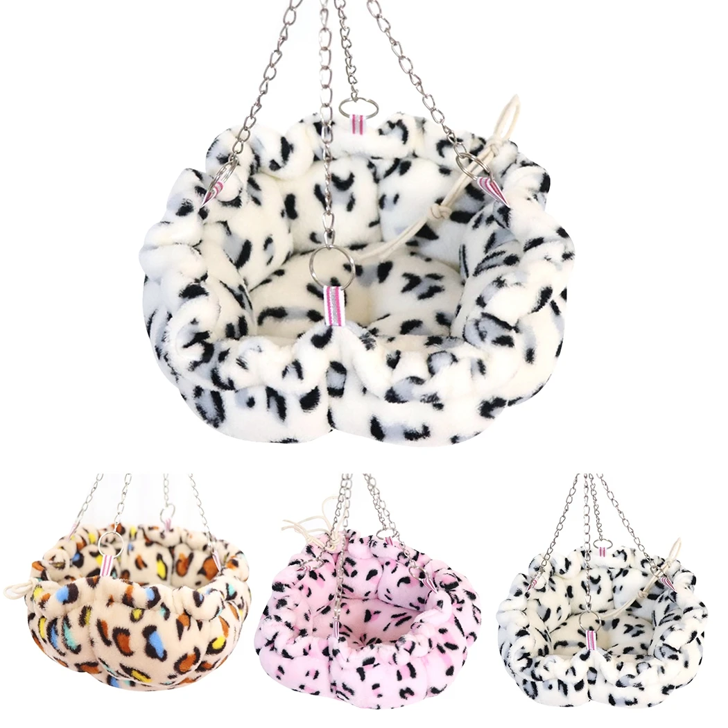 

Pet Winter Warm Flannel Hamster Chinchilla Embossed Owl Printed Hammock Guinea Rabbit Hanging Bed Cage Accessories Pet Swing