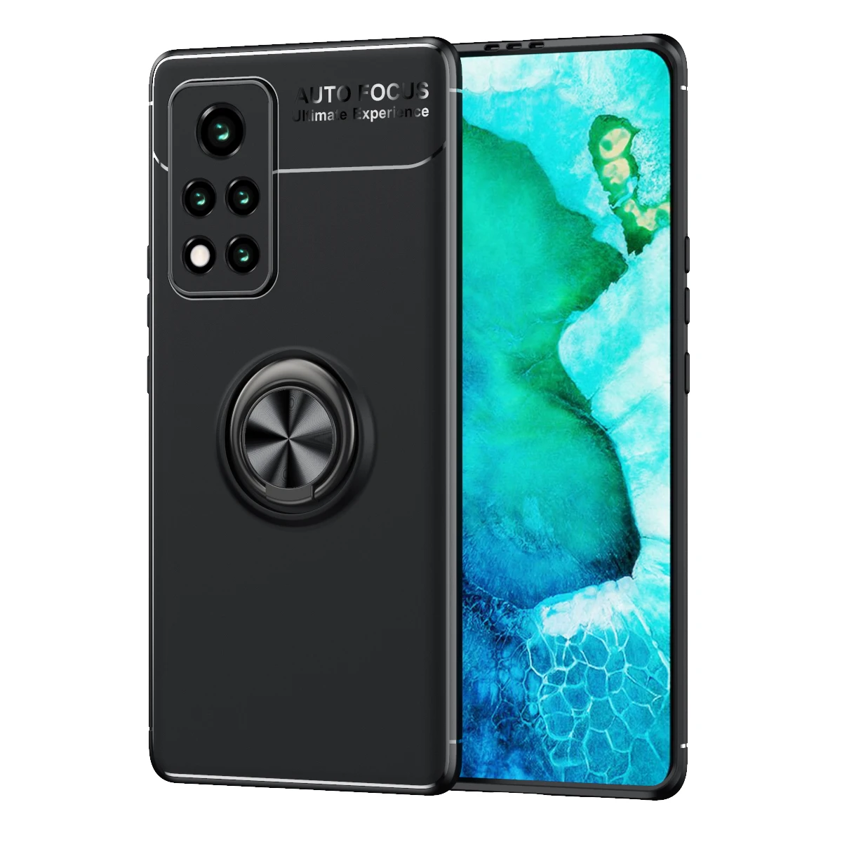 

For Huawei Honor V40 Shockproof Case Honor V40 Lite Soft Silicone Magnetic Ring Stand Phone Back Cover