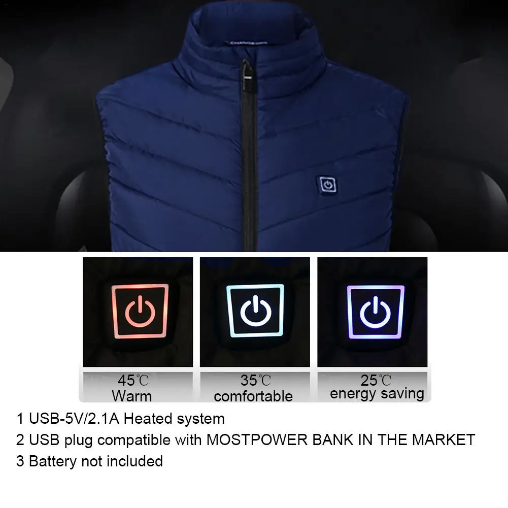 Winter USB Heating Vest Jacket Electric Thermal Clothing Waistcoat For Women Men Outdoor Hiking Camping Cycling