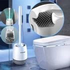 Силиконовая щетка для унитаза из термоэластопласта, инструмент для быстрой очистки, Настенная или напольная щетка для чистки, аксессуары для ванной комнаты