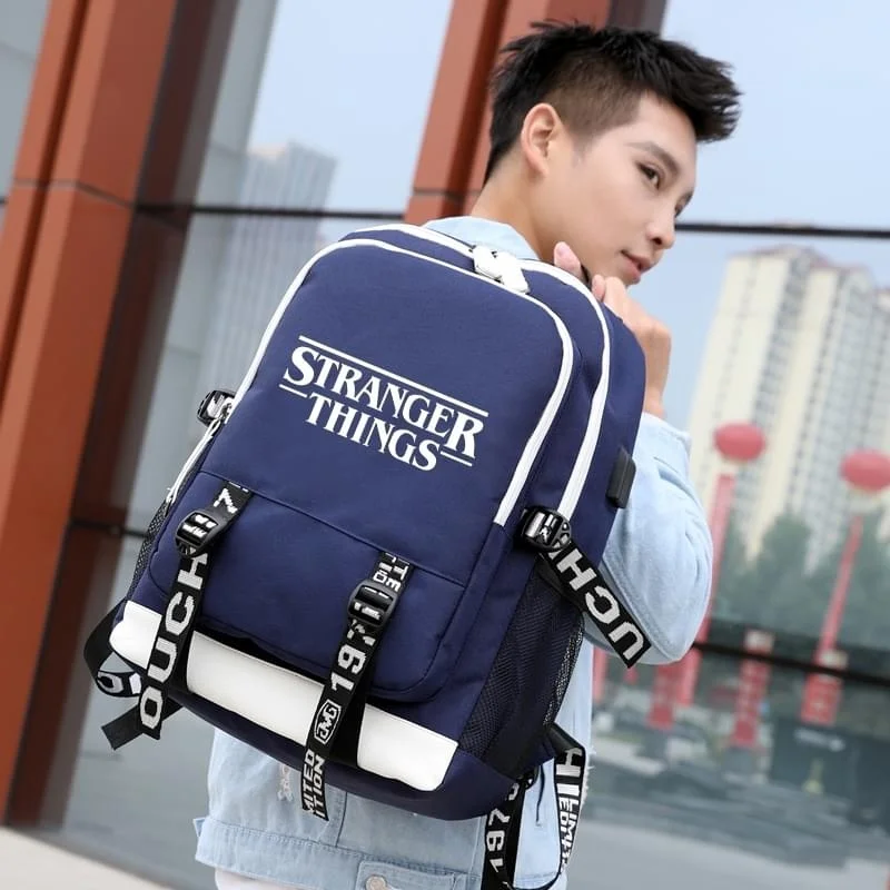 Рюкзак IMIDO Stranger Thing для школьников, студентов, светящийся, зарядка через usb, повседневные сумки для мальчиков, Одноцветный рюкзак на плечи для подростков