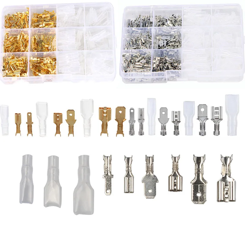 

300/210PCS 2.8/4.8/6.3mm Spade Crimp Terminals Seal Electrical Wire Connectors Female Male Terminal Connector Assortment Kit