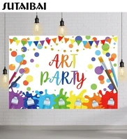 art party backdrop splatter painting bunting brush pigment custom children birthday photography background banner decorations