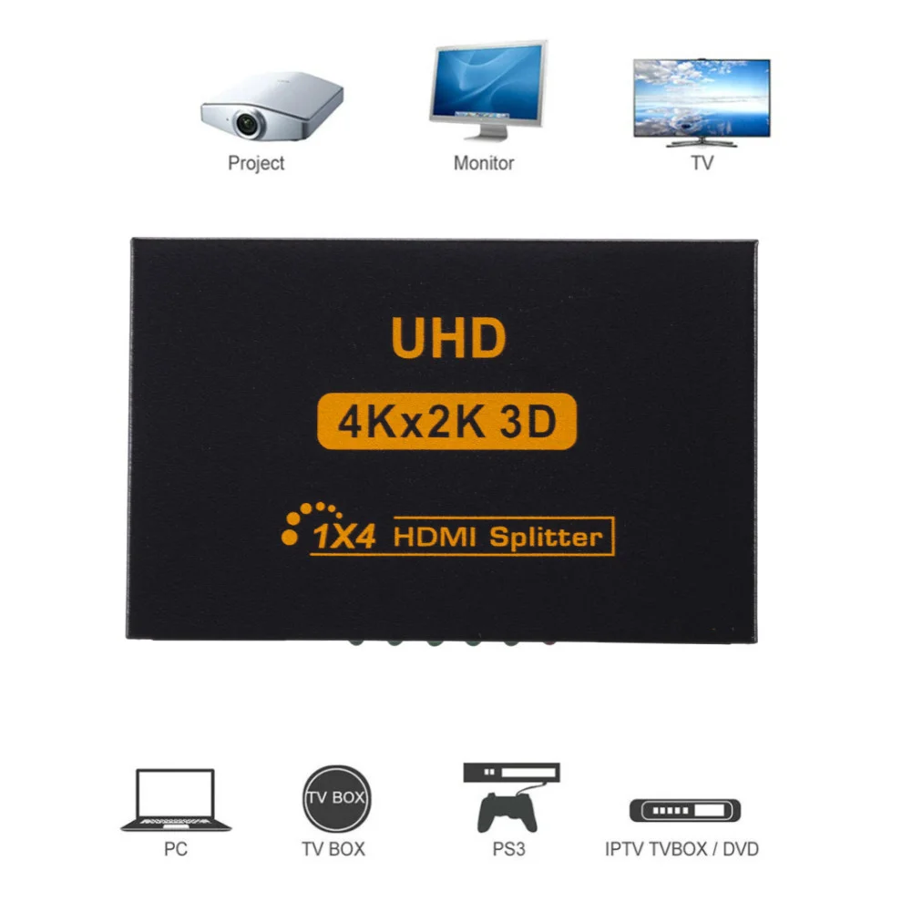LccKaa 4K HDMI-совместимый сплиттер 1x4 Full HD видео HDMI переключатель 1 в 4 выхода усилитель