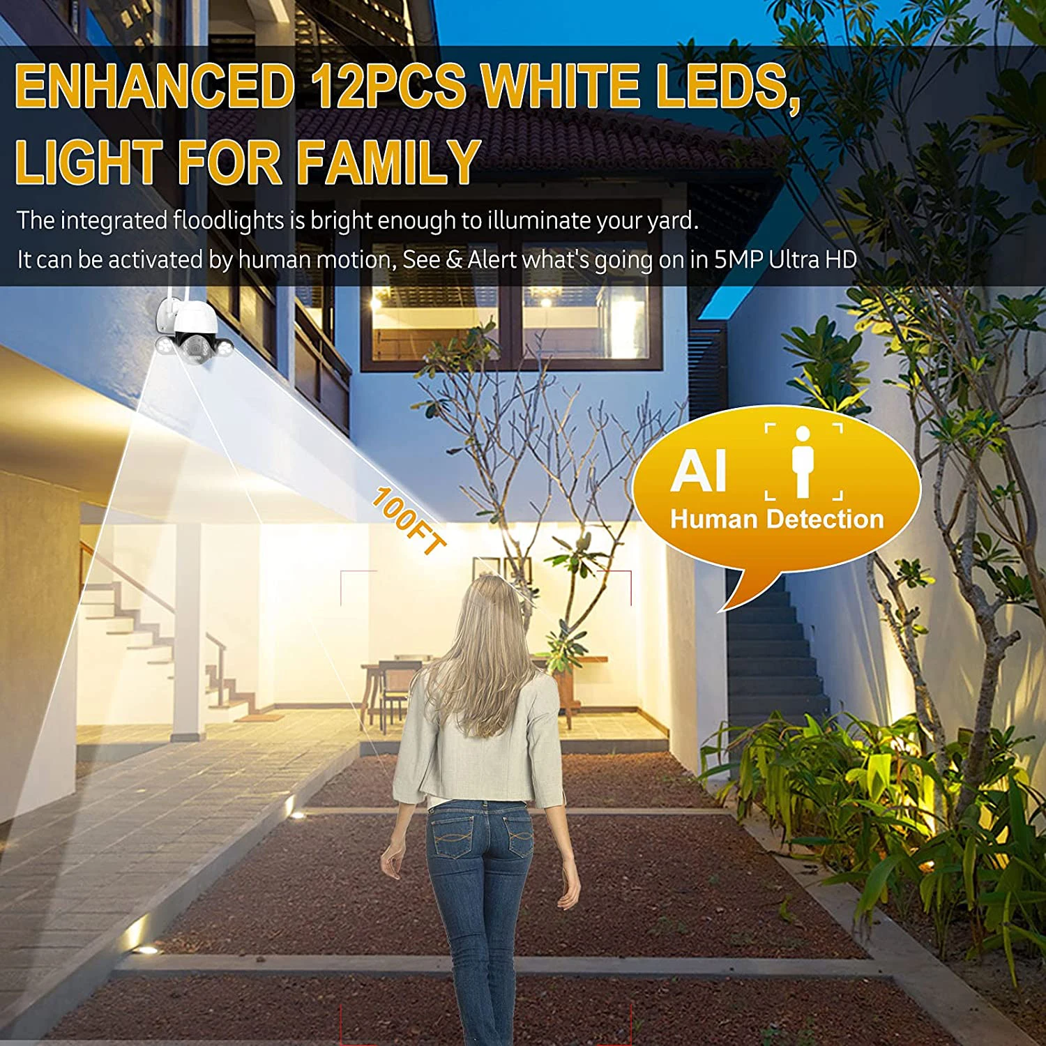 3MP Courtyard Illumination PTZ IP Camera WiFi Outdoor 5MP Color Night Vision Tracking CCTV Security Video Surveillance | Безопасность и