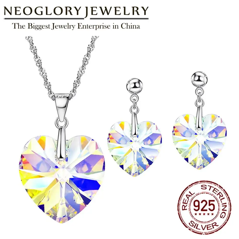 

Neoglory S925 Sterling Silver Bling Jewelry Sets Necklaces Earrings For Women Gifts Embellished With Crystals From Swarovski