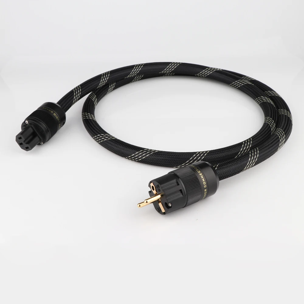 

Hi-end 4N OFC copper schuko power cord hifi audio EU version AC power cable with gold plated power connector plug