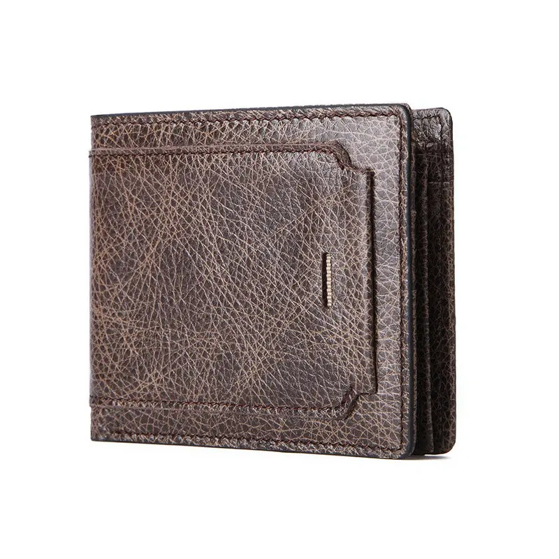 coffee men wallet GENODERN, Новое поступление, RFID, короткий кошелек для мужчин, с карманом для монет, натуральная кожа, мужские кошельки, двойные, мужской кошелек, мужской кошелек - Цвет: coffee men wallet