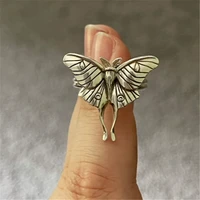 gothic alternative luna moth ring bug jewelry gift for girlfriend women extra large witchy two layered wing butterfly ring i40g