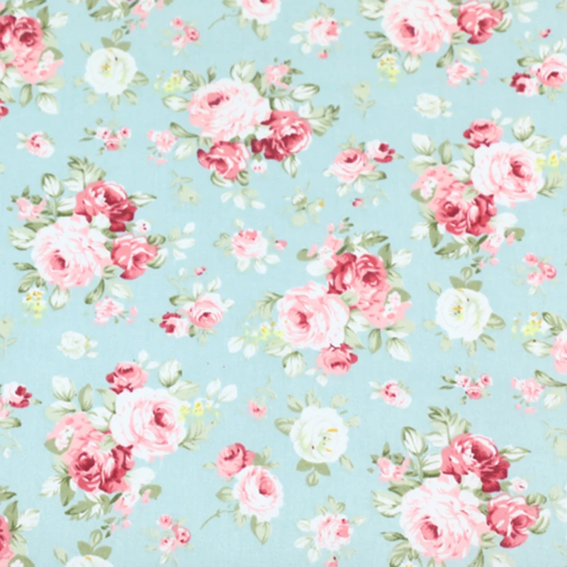 Цветочная 100% хлопковая саржевая ткань Лоскутная Ткань швейная подушка простыня