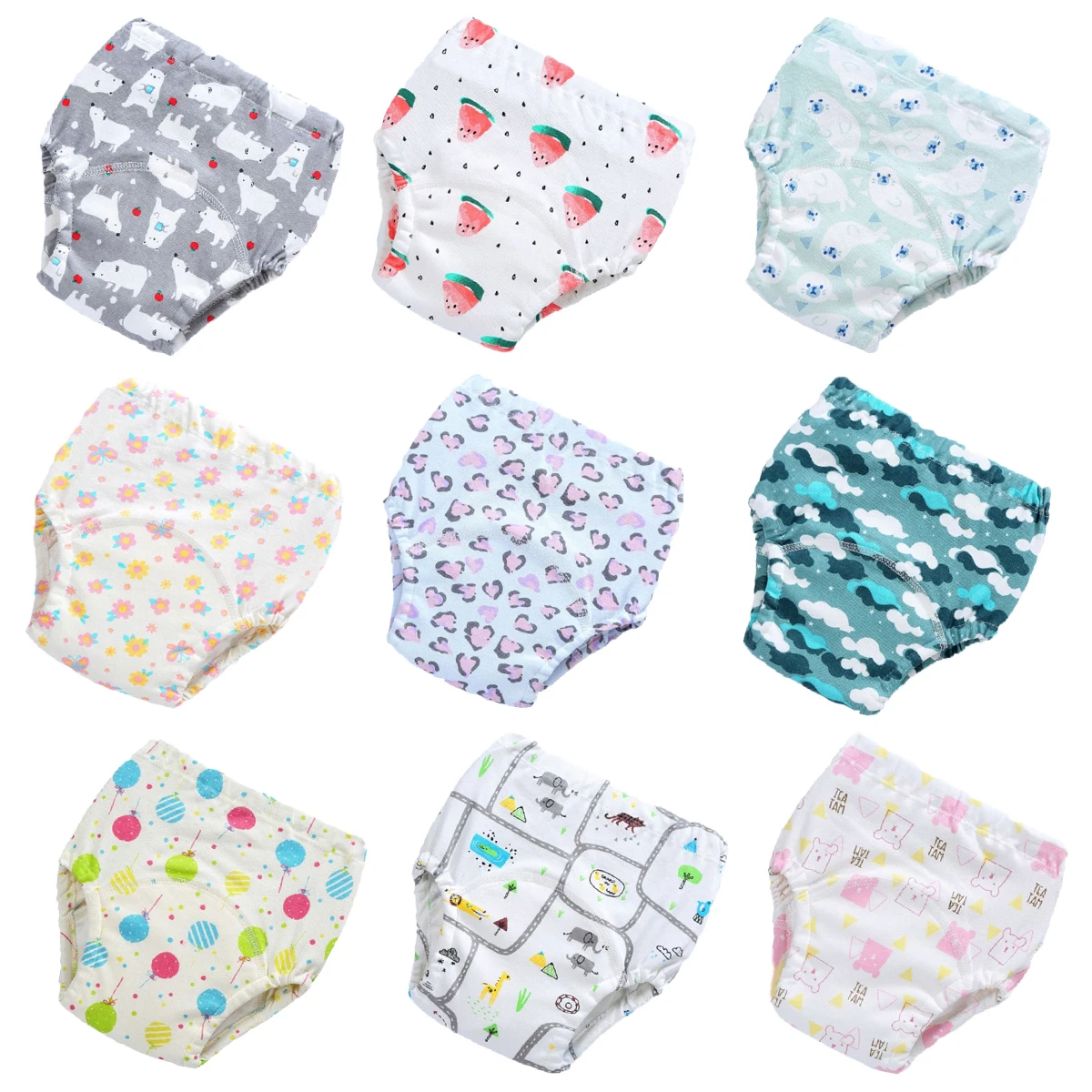 HS 6pcs/Lot 6 Layers Baby Reusable Cloth Diapers Cotton Training Pants Soft Learning Panties Infant Boy Nappies Girl Underwear