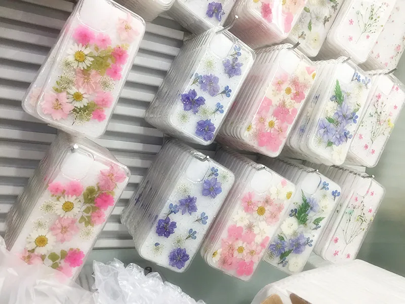 Tfshining настоящий прессованный высушенный чехол с цветами для iphone 11 11pro max X XR Xs max 6 6s 7 8 plus, прозрачный чехол, блестящий девчачий чехол