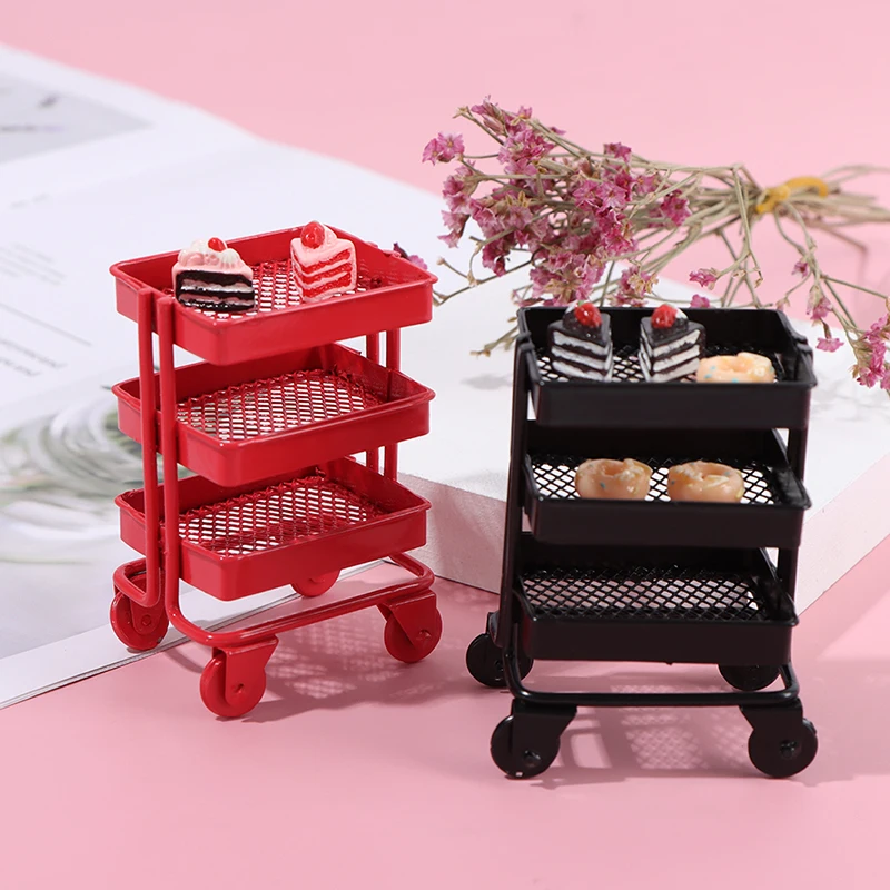 

1:12 Doll House Furniture Simulation Model Mini Storage Dollhouse Trolley For Dollhouse Decals New