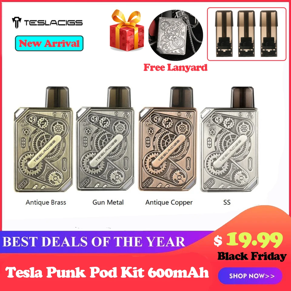 Набор Teslacigs Tesla Punk Pod с аккумулятором 600 мА/ч и картриджем 1 2 мл катушка 4 Ом