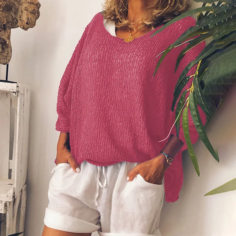 Большие размеры льняная Свободная блузка женская Мода Новые Топы Boho с длинным рукавом и круглым вырезом Женская рубашка размера плюс 4XL 5XL#67