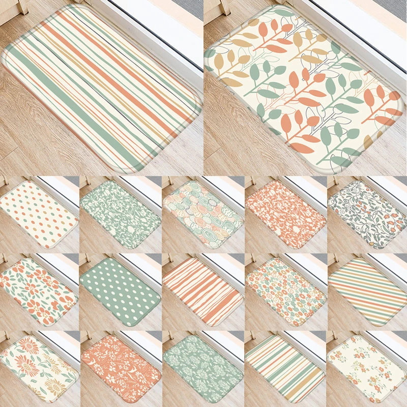 

1pcs 40*60cm Stripe Flower Dots Pattern Anti-Slip Suede Carpet Door Mat Doormat Outdoor Kitchen Living Room Floor Mat Rug 48287