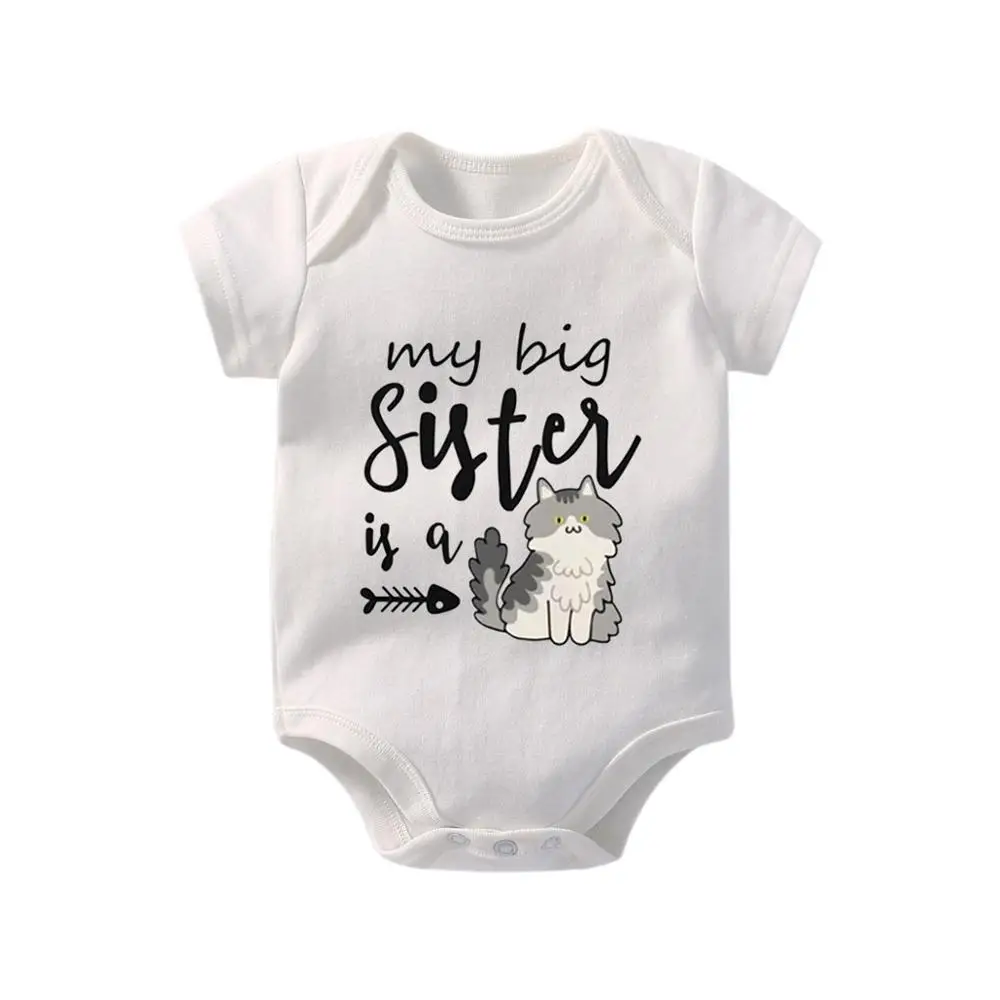 YSCULBUTOL Моя старшая сестра кошка забавное детское боди с близнецами детская одежда