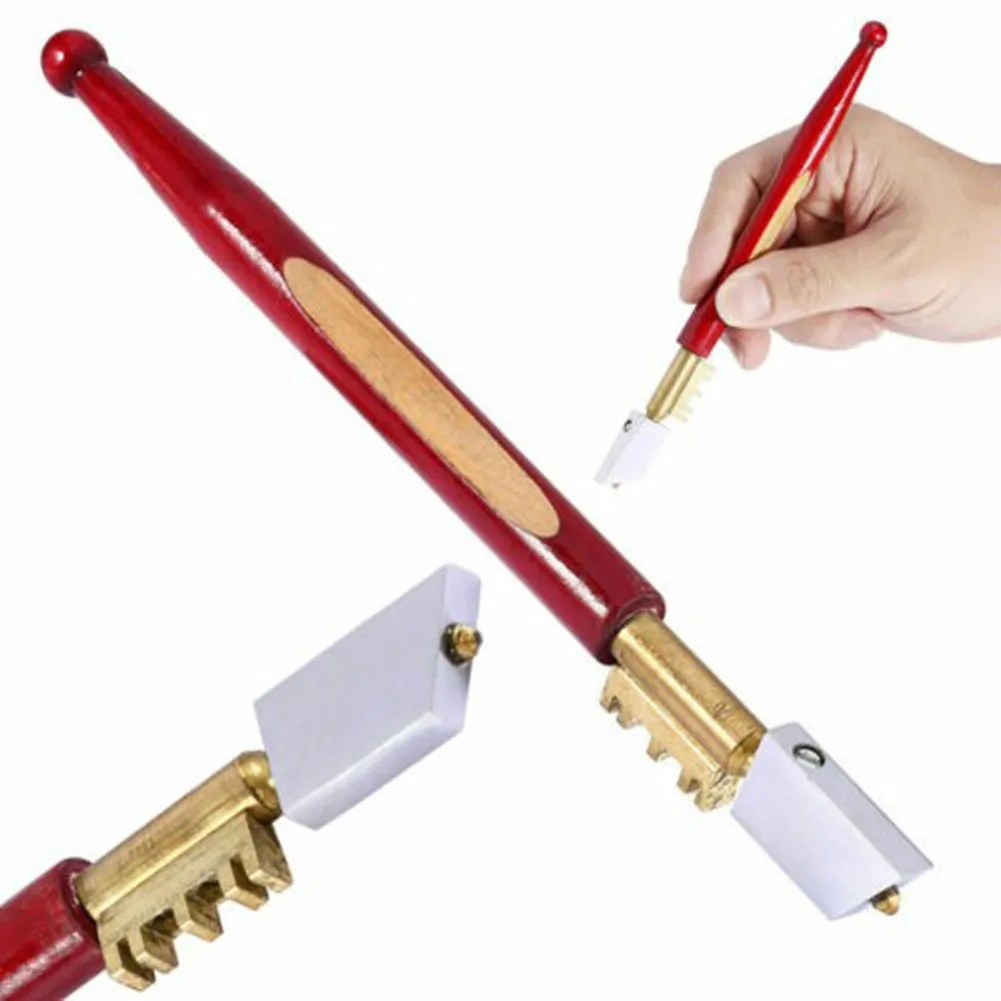 

High Quality Diamond Tipped Glass Cutter With Wooden Handle Professional Sharp Tip Glass Cutter Mirror Glazing Cutting Tool