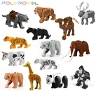 Конструктор с животными, крокодил, жираф, орангутанги, медведь, верблюд, Кит, Акула, лев, леопард, игрушка-Волк для детей, подарок на вечеринку