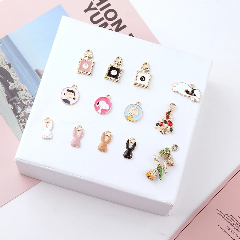 Оптовая продажа 6 шт. сплав капельное масло Cutependantperfume Bunny Мультяшные серьги для