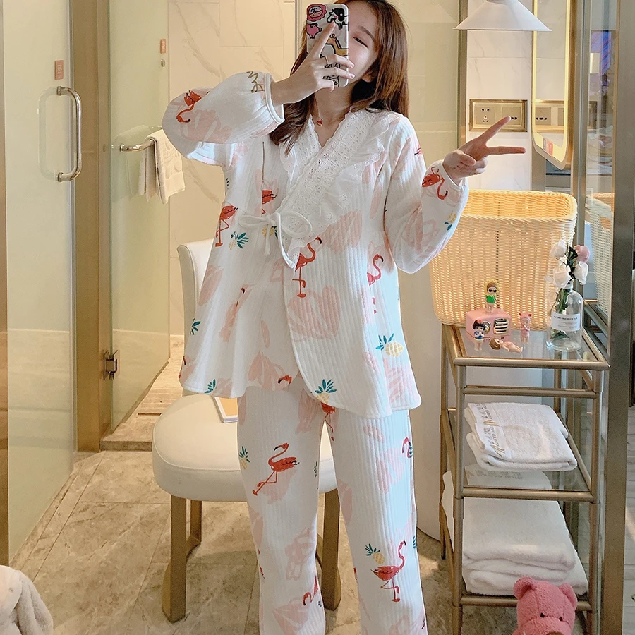 Комплекты одежды для сна беременных Модная хлопковая ночная рубашка кормящих