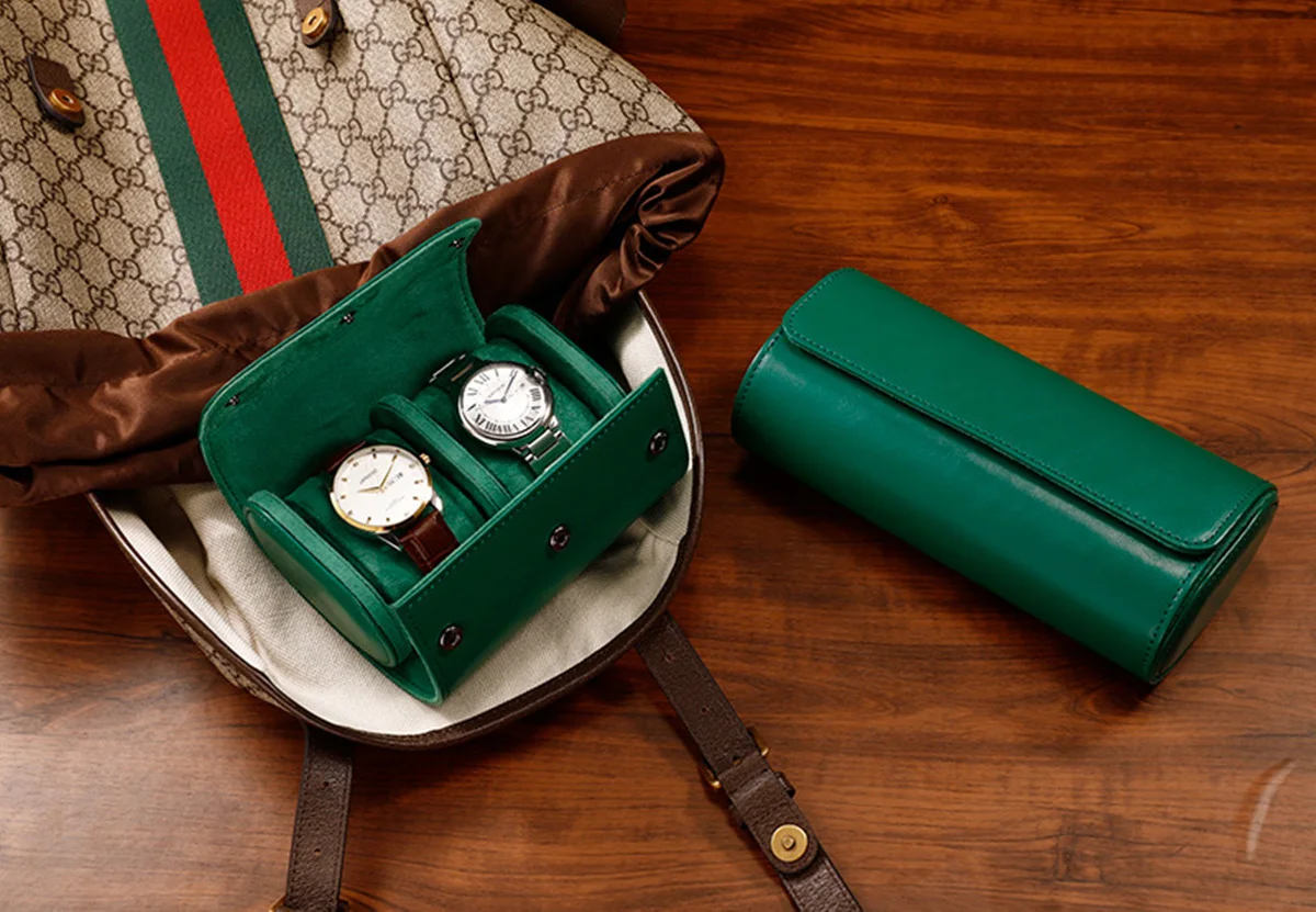 Luxury 3-slots Watch Roll Travel Case Microfiber PU Leather Watch Storage Organizer Storage with Innovative Gift for Men