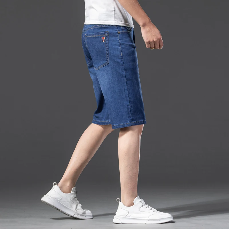 

2021 Summer Lightweight and Thin Comfortable Stretch Slim Straight Denim Jeans Large Size Brand Men's Fashion Casual Shorts