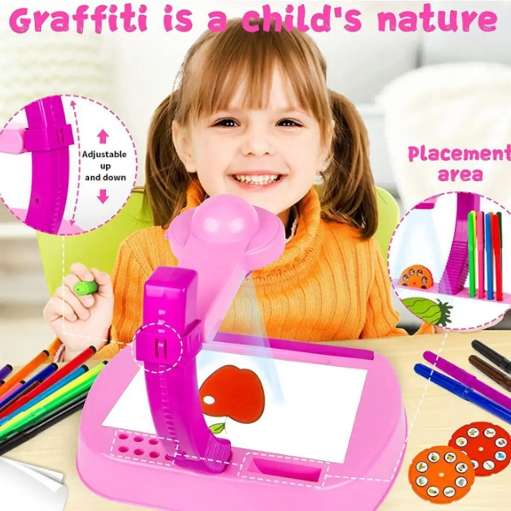

24Pattern Children Projector Drawing Painting Board Early Educational Projection Toy For Kid Birthday Gift With Storage Function