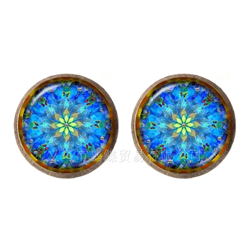 Новое поступление Мандала серьги-гвоздики символ ом дзэн-буддизм Ретро