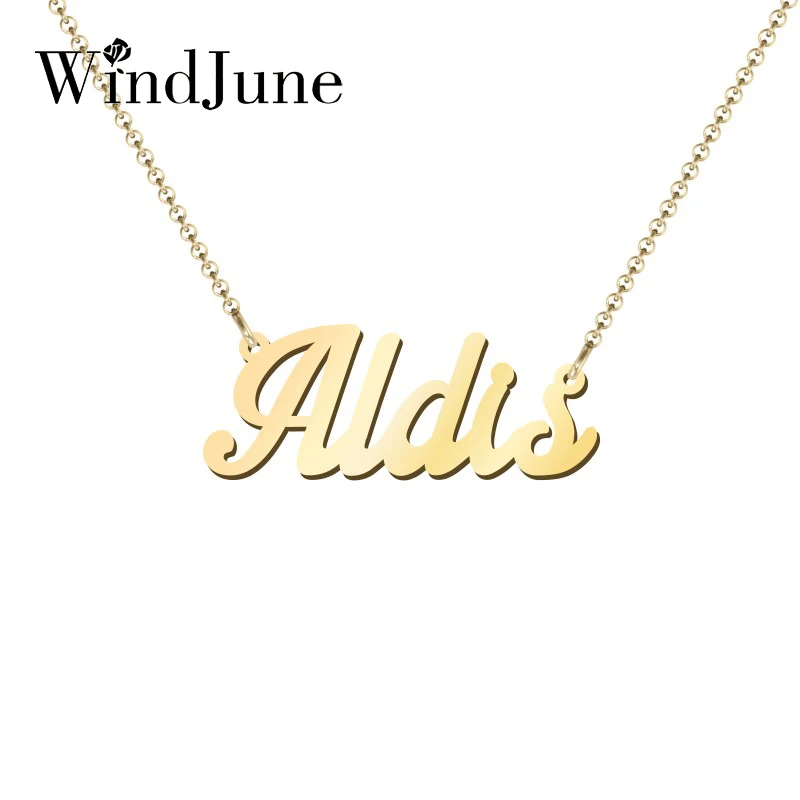 Женское индивидуальное ожерелье WindJune индивидуальная именная табличка Прямая