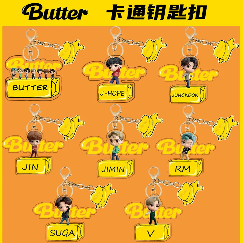 

JCBTSbulletproofyouthgroup New album with the same paragraph cartoon two-piece keychain hanging ring pendant jewelry pendant
